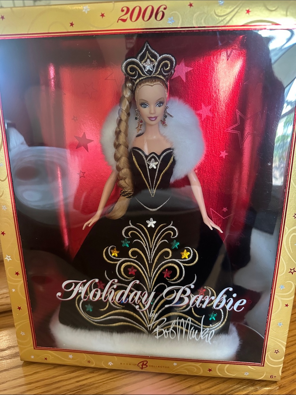 Holiday Barbie 2006 Black and White Gown with Gold Accents. Bob Mackie edition